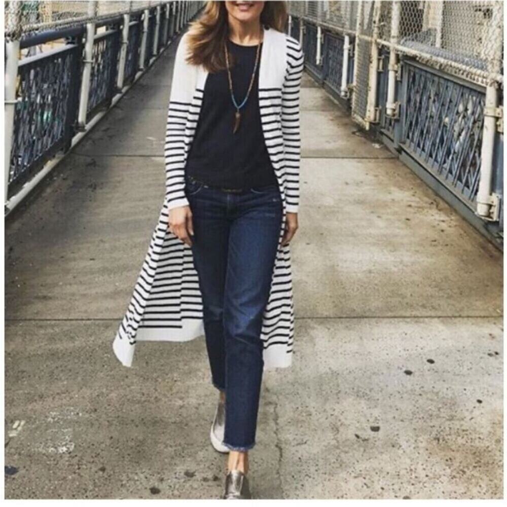 Cabi Patchwork Stripe Victory open front long cardigan size Small‎ #5141